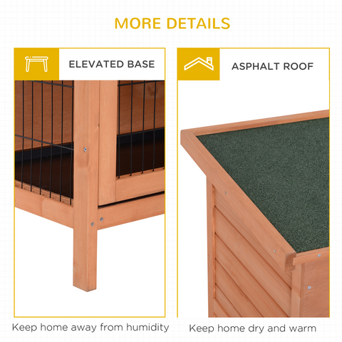 Rabbit Hutch for Two Rabbits Outdoor Guinea Pig Cage w/ Removable Trays, Orange