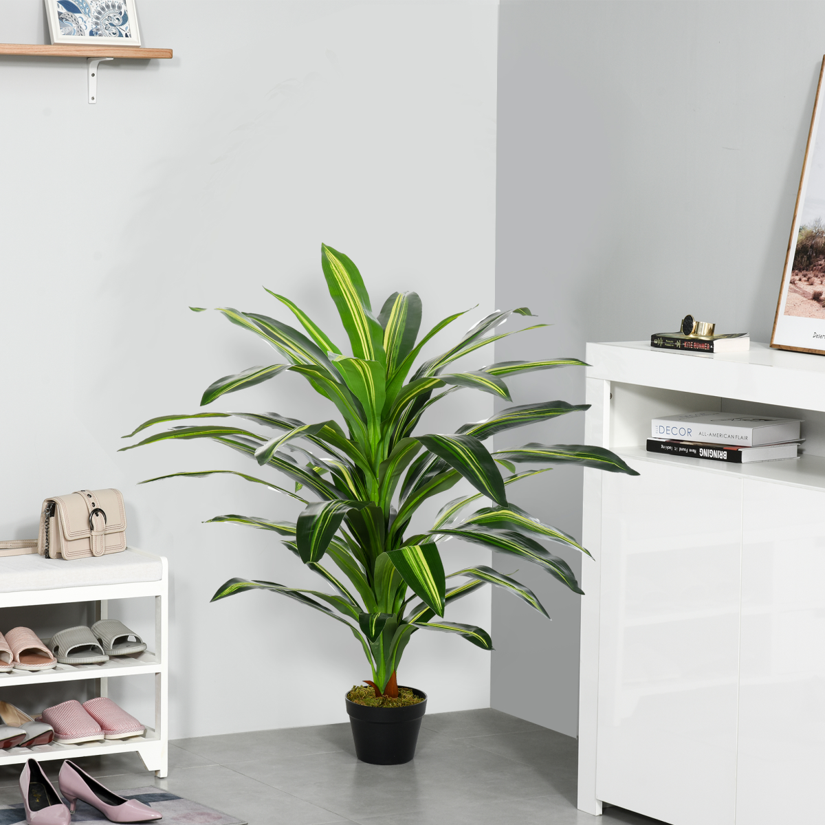 110cm/3.6FT Artificial Dracaena Tree Decorative Plant 40 Leaves Outsunny