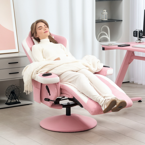 HOMCOM Manual Recliner Armchair PU Sofa Chair w/ Footrest & 135° Reclining