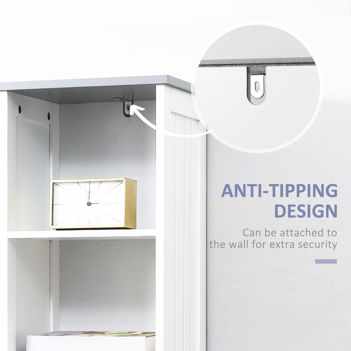kleankin Tall Bathroom Storage Cabinet, Slim Freestanding Linen Tower, White