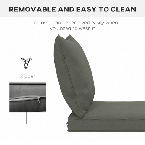 Outsunny One-piece Outdoor Back and Seat Cushion for Garden, Charcoal Grey