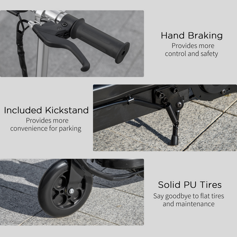 Folding Kids Electric Scooter 7-14 Adjustable Battery Power PU Wheels HOMCOM