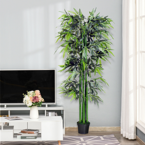 Artificial Bamboo Tree Plant, 1.8 m-Green Bamboo/ Black Pot