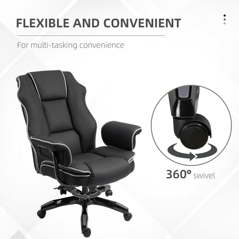 Piped PU Leather Padded High-Back Computer Office Gaming Chair Black Vinsetto