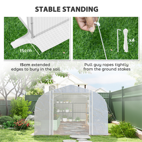 Outsunny Polytunnel Greenhouse W/ Roll-up Sidewalls, Mesh Door, 6 x 3 x 2m