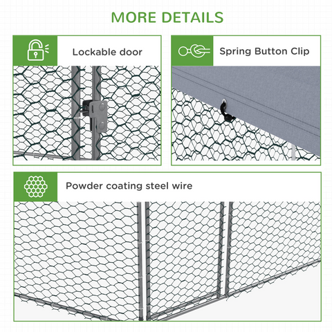 PawHut Walk in Chicken Run with Cover for 10-15 Chickens, Hens, Rabbits, Ducks