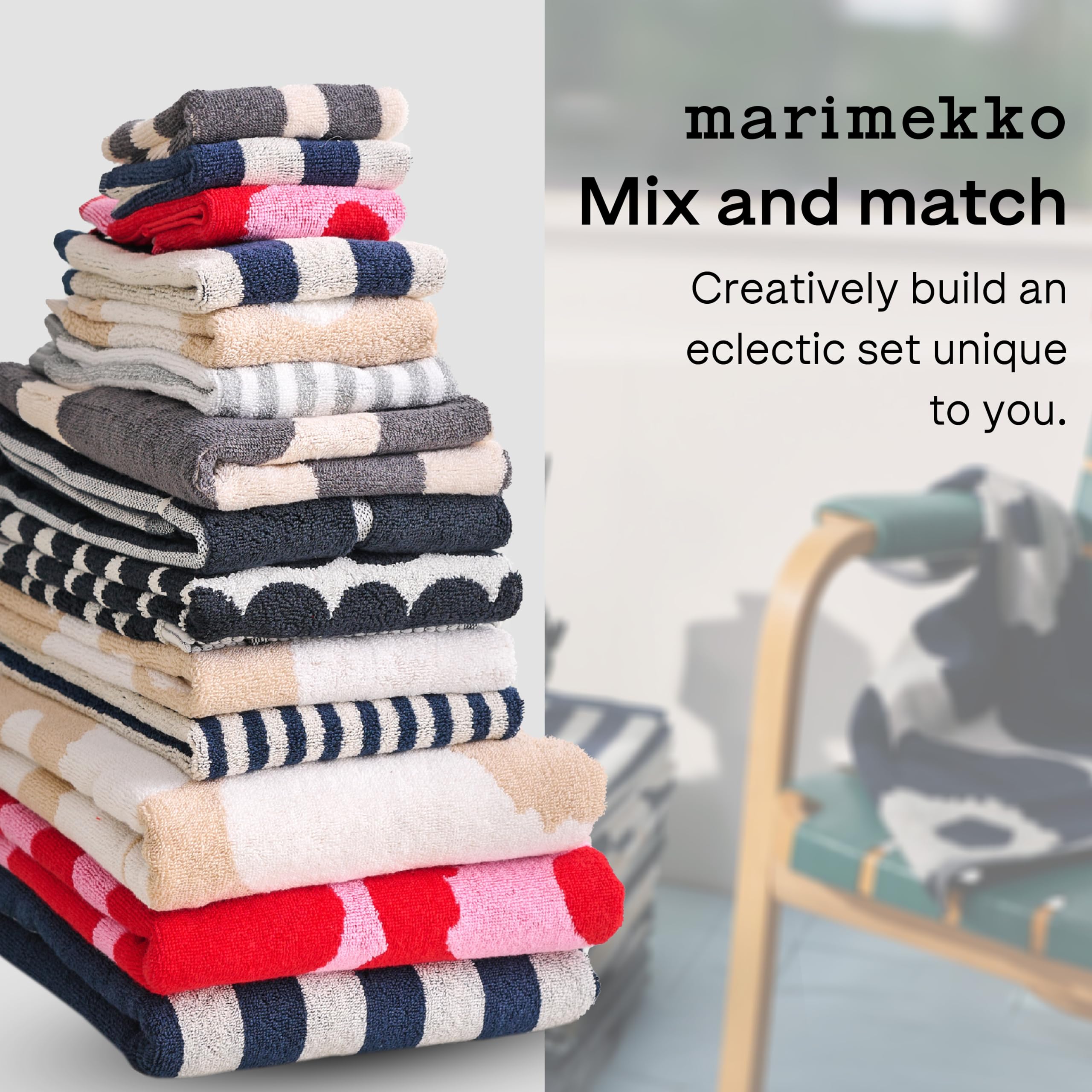 Marimekko Unikko Terry Cotton Hand Towel (Charcoal) – Floral Patterned Hand Towels – 28 in x 20 in