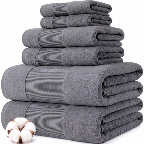 Modern Threads Amrapur Overseas 100% Combed Cotton Toilet Set, Charcoal, 6 pieces