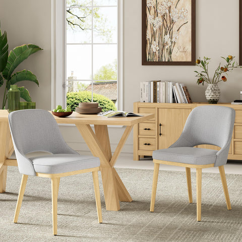 Dining Chairs Set of 2, Upholstered Dining Room Chairs with Chenille Fabric, Ergonomic Backrest, High Density Cushion & Rubber Wood Frame
