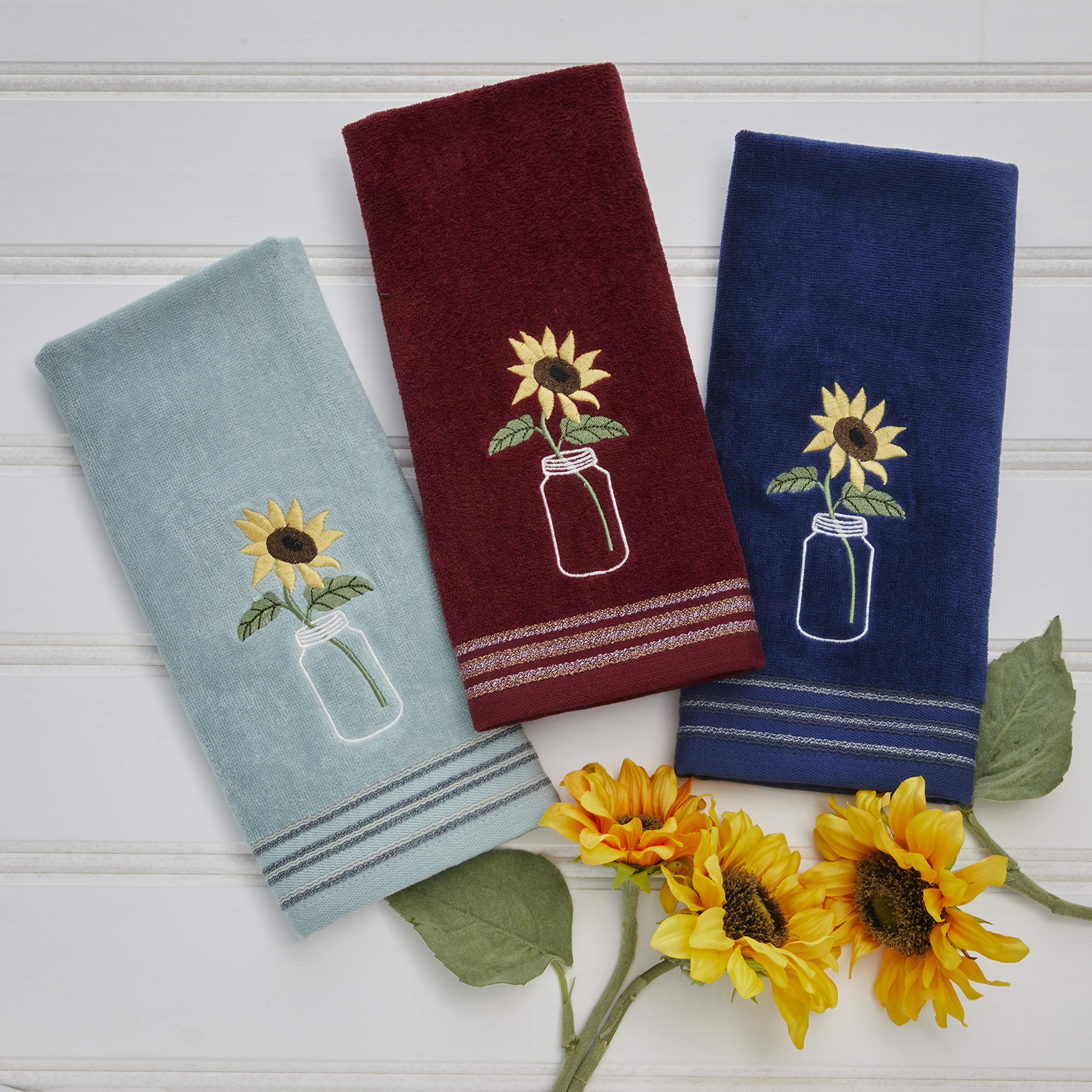 SKL Home by Saturday Knight Ltd. Sunflower In Jar 2 Pc Hand Towel Set, Wine