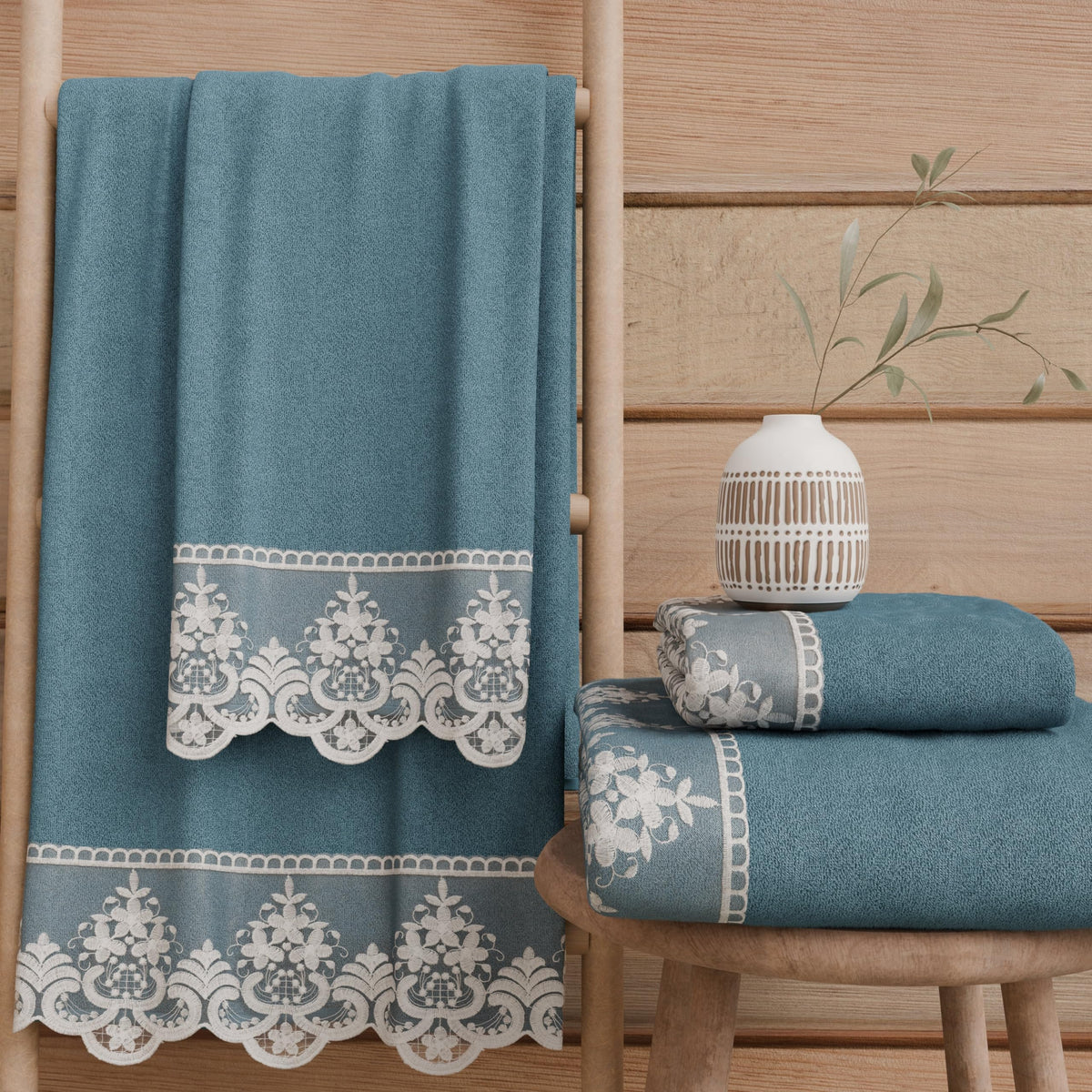 PETTI Artigiani Italiani - Bath Towels in 100% Cotton Terry Towel, 1+1 Towel Set, 2 Pieces 1 Face Towel and 1 Hand Towel, Avion