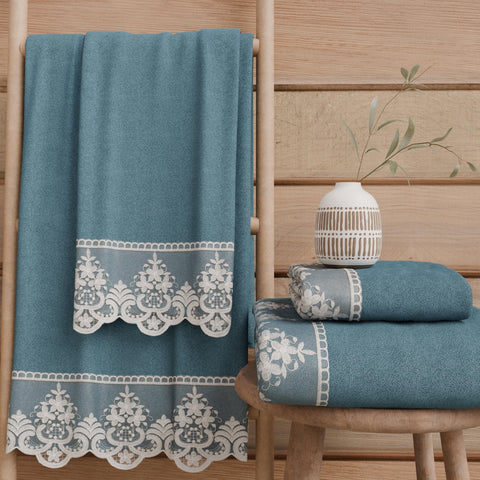 PETTI Artigiani Italiani - Bath Towels in 100% Cotton Terry Towel, 1+1 Towel Set, 2 Pieces 1 Face Towel and 1 Hand Towel, Avion