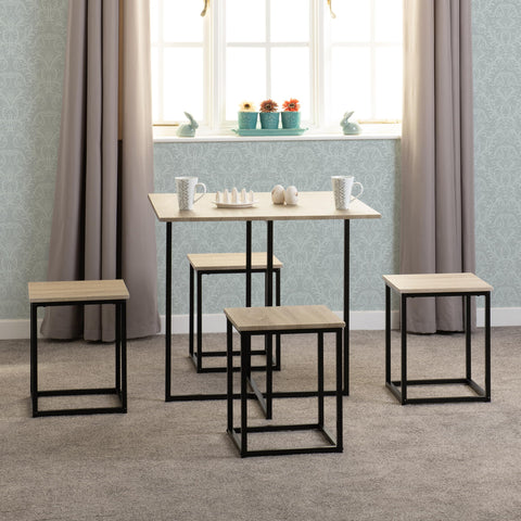 Seconique Stowaway Dining Set, Engineered Wood, Sonoma Oak Effect/Black, W 800mm x D 800mm x H 760mm
