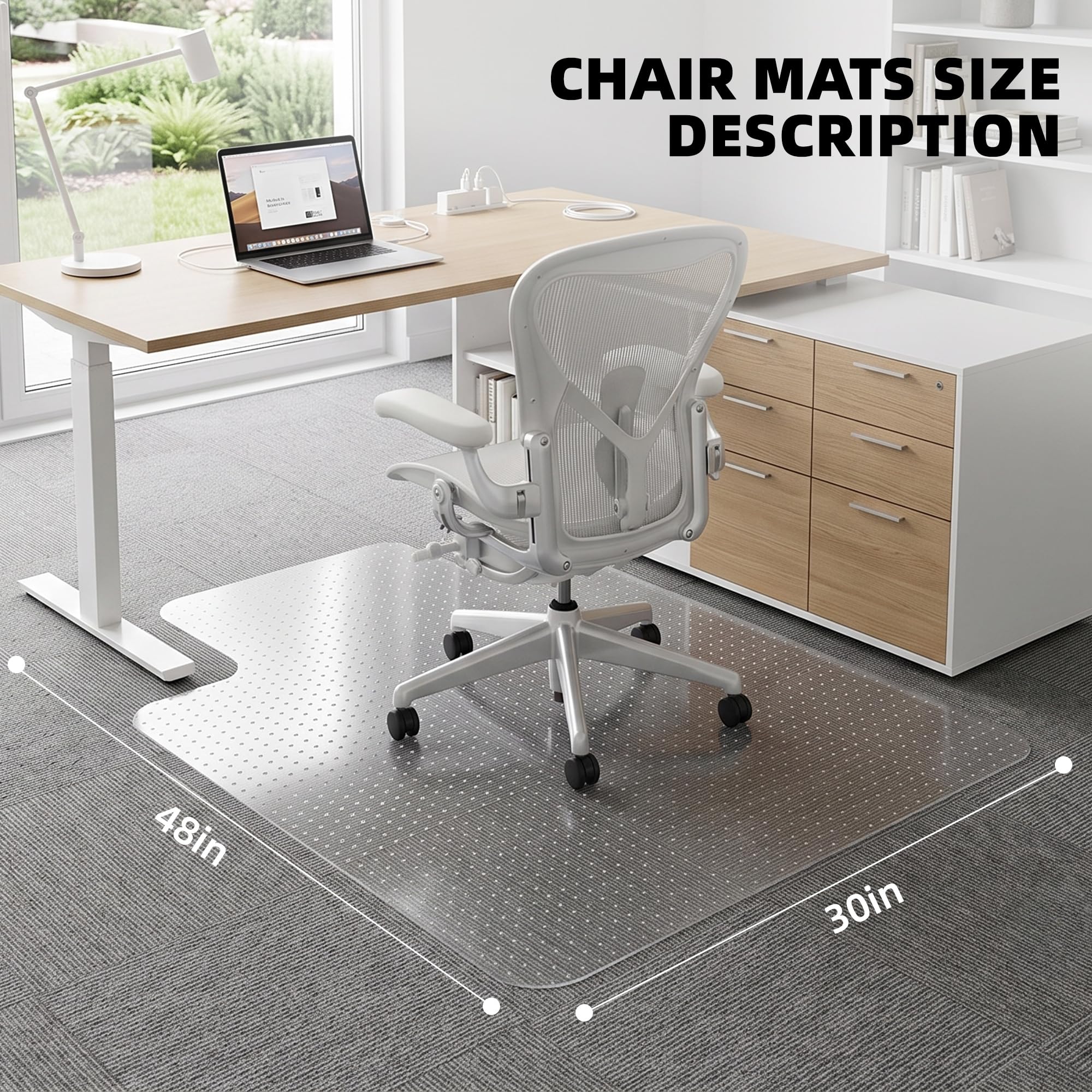 FRUITEAM 76x120 cm Office Chair Mat for Low Pile Carpet Protector with Lip