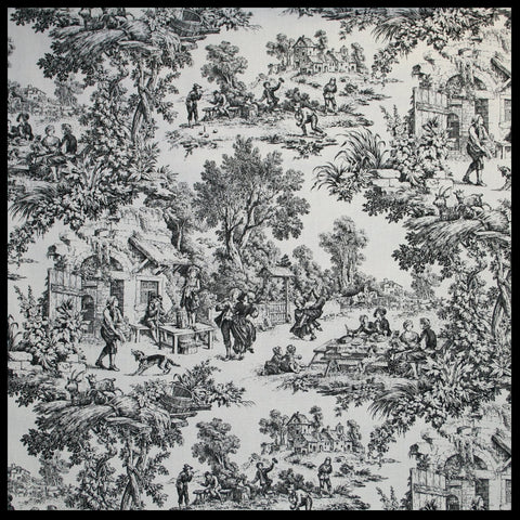 Ellis Curtain Victoria Park Toile 68-Inch-by-54 Inch Tailored Panel Pair with Tiebacks, Black