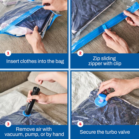 SpaceSaver Vacuum Storage Bags - Medium 10-Pack with Pump - Space Saving Compression Bags for Clothes, Bedding, and Linens