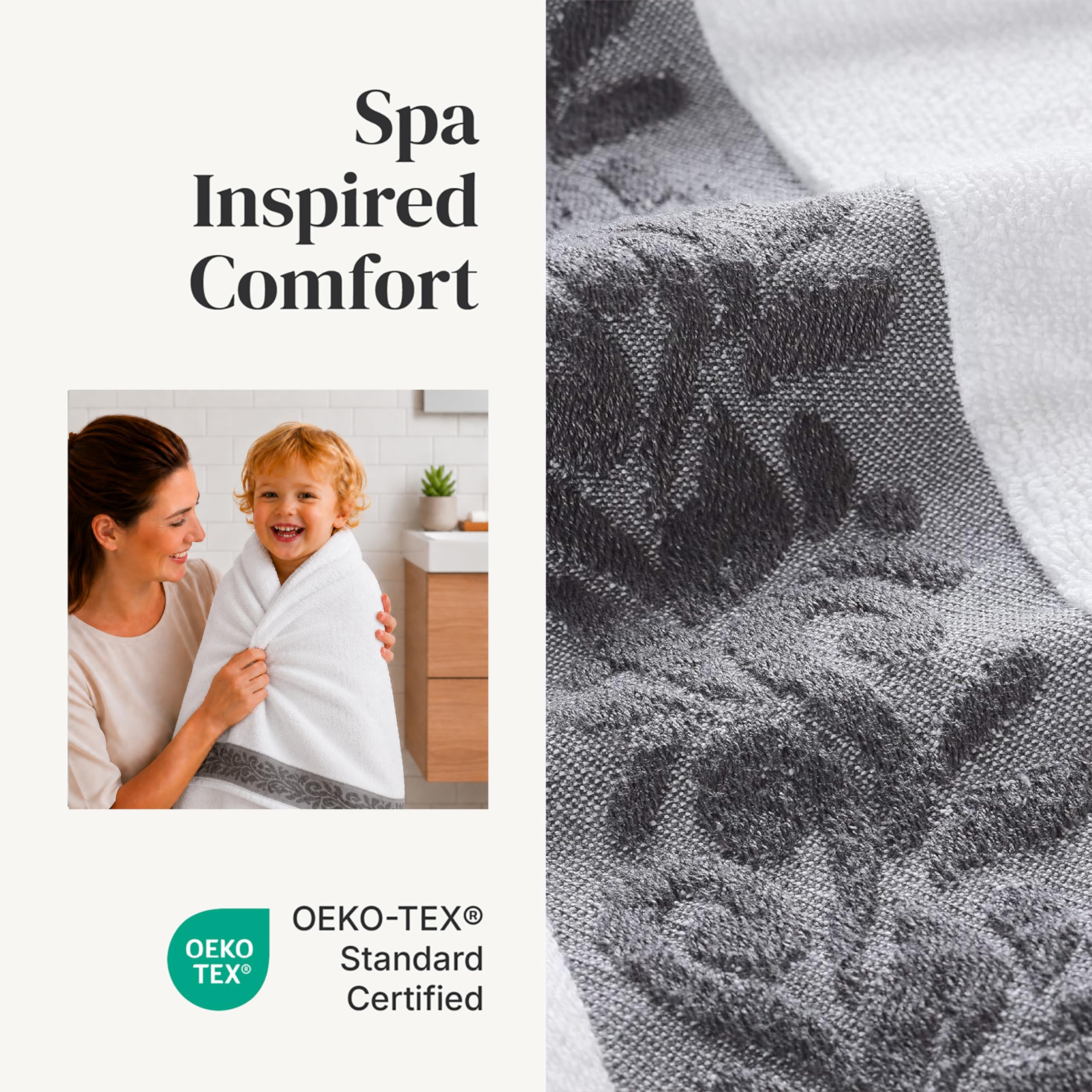 Modern Threads With Filgree Jacquard Border, Charcoal, 13" x 13\