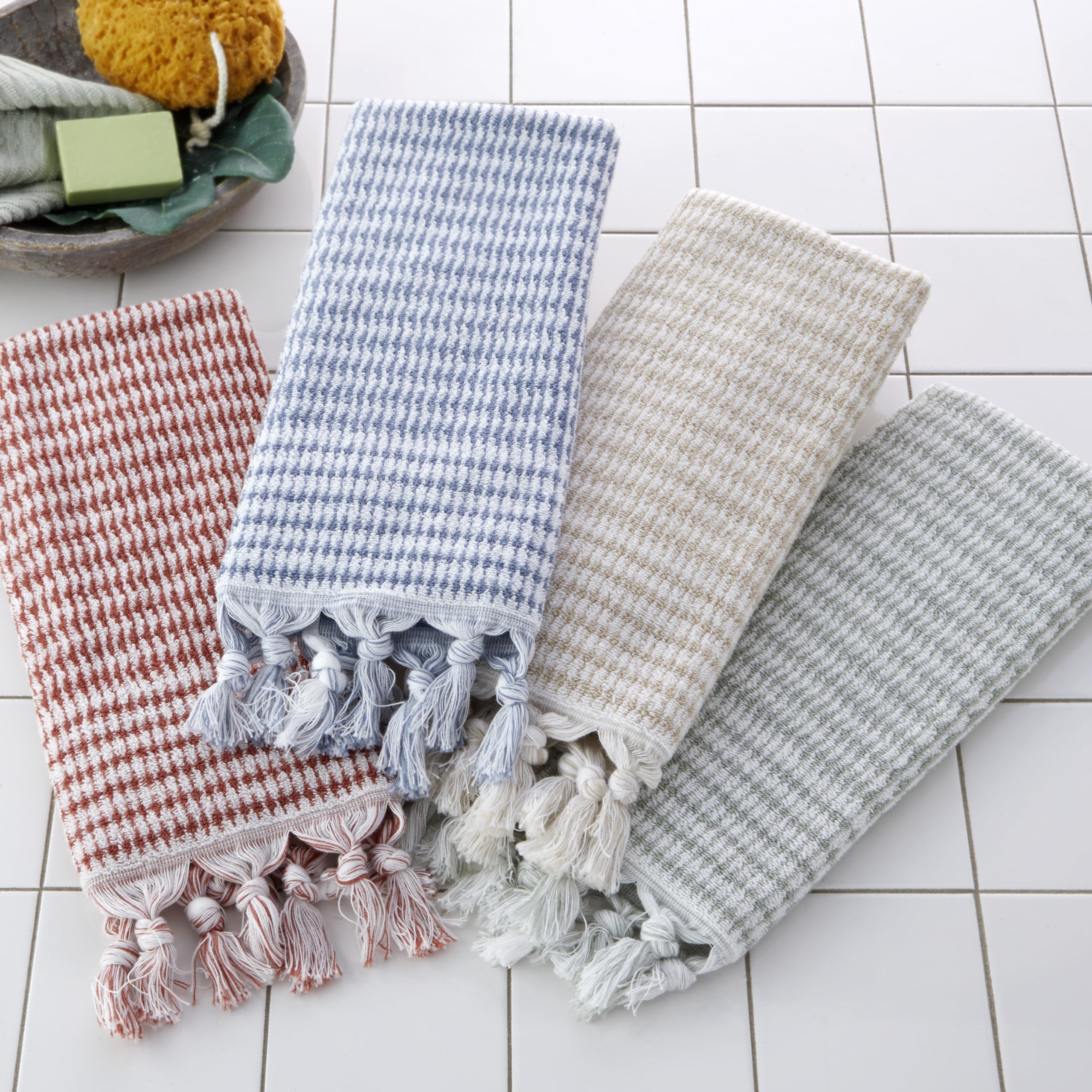 SKL Home Longborough 100% Turkish Cotton Hand Towel Set, 16x26, Sage