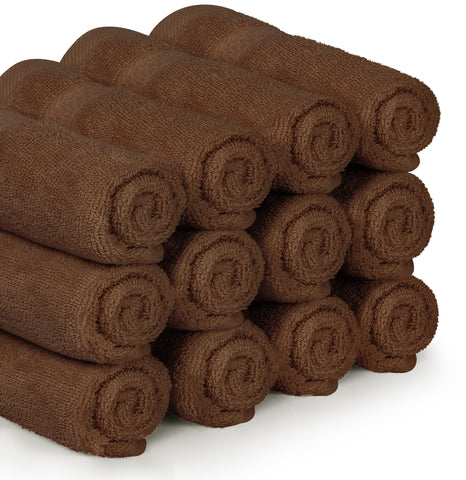 Utopia Luxury Washcloths 13" x 13" 12 pack - Dark Brown
