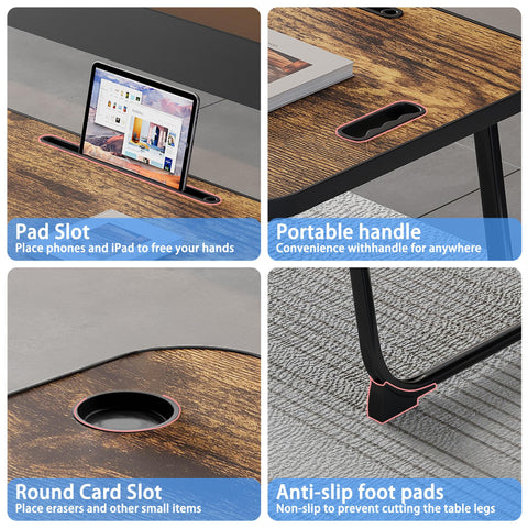 Laptop Bed Desk, Lap Desk Breakfast Tray Table for Home and Office,Eating, Reading, Writing on Bed, Sofa,Laptop Stand for Bed (Yellow)