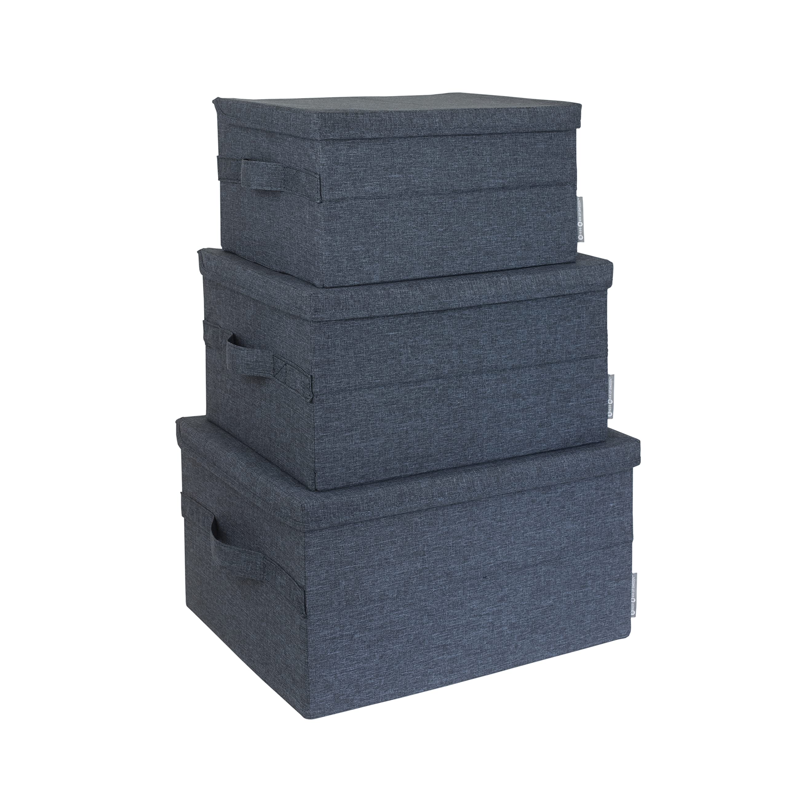 Bigso Box of Sweden Foldable Soft Storage Box for Home and Office - Canvas Wardrobe Organiser with Lid