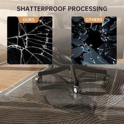 [Tempered Glass] 140 x 116cm Beveled Edge Glass Chair Mat with Polished Edge Clear Office Chair Mat, Glides Smoothly