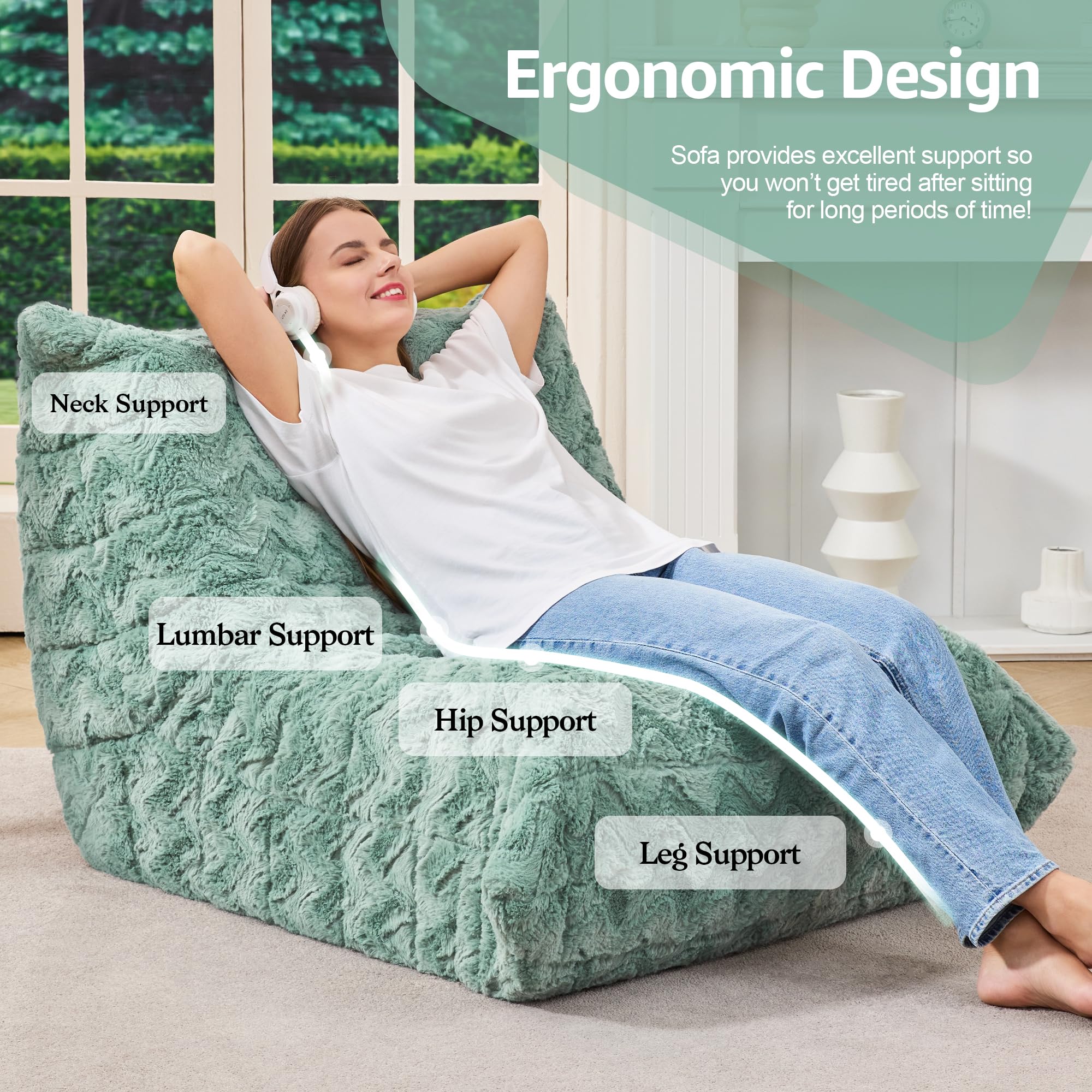 Hobestluk Big Bean Bag Chairs for Adults Fireside BeanBag Couch Togo Sofa