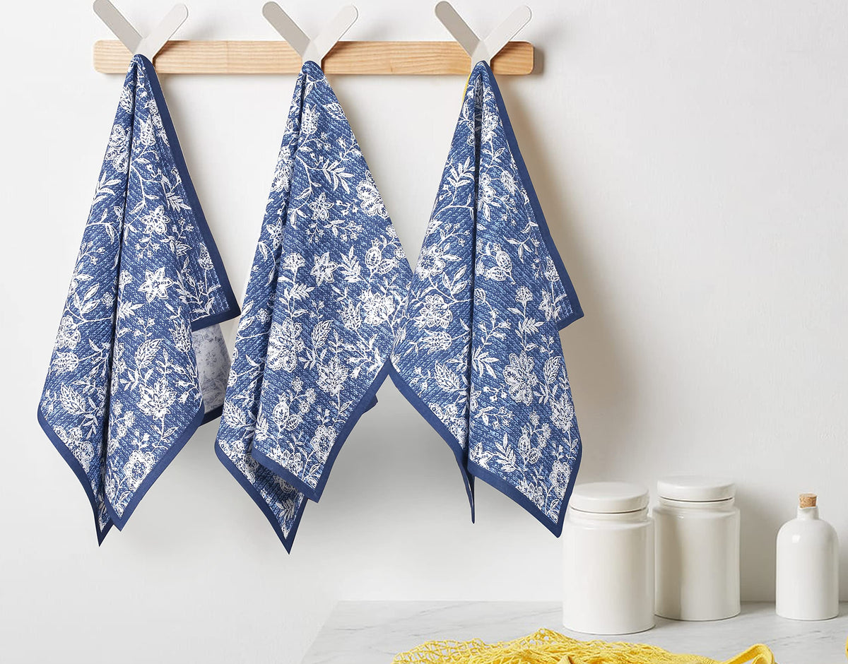 FINGERCRAFT Kitchen Dish Towels, 100% Natural Cotton, Set of 6 Multi-Purpose Kitchen Towels, Very Soft, Highly Absorbent