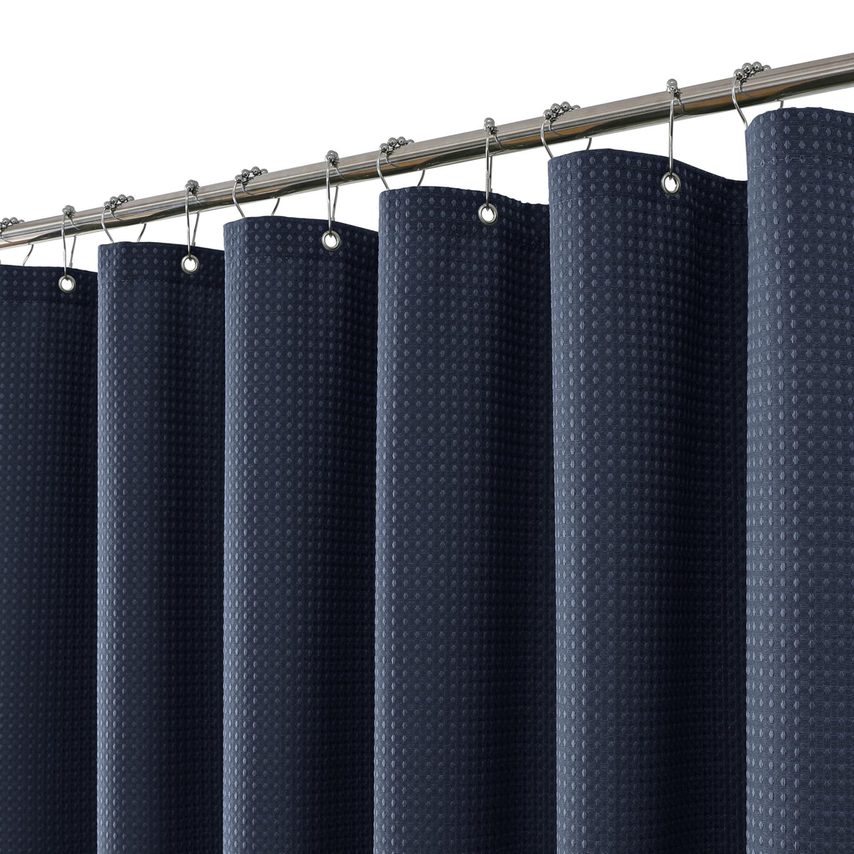 FY&XZH Heavy-Duty Waffle Weave Shower Curtain with Stainless Steel Hooks, Thick Fabric for Bathroom, Hotel, Spa & Salon-183 x 183cm (Navy Blue)