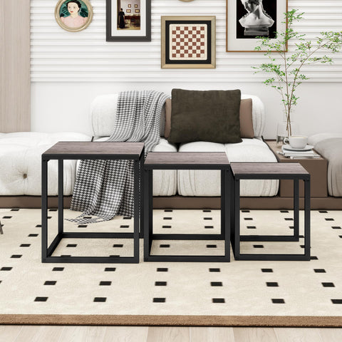 Diahomy Nesting Coffee Table, Set of 3 Stacking Side Tables, Grey