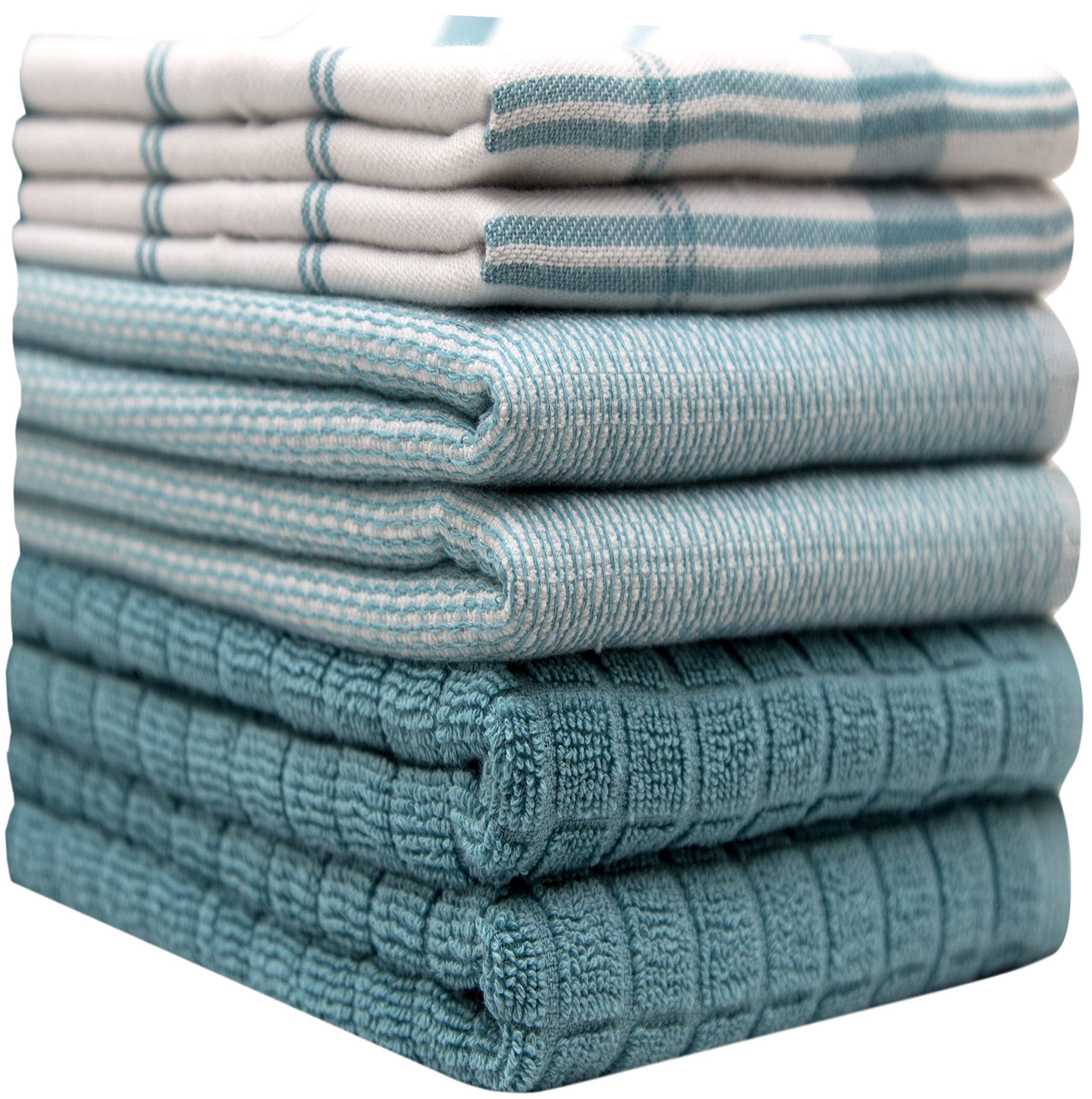 Premium Tea Towels (20”x 28”/ 50 x 70 cm, 6 Pack) – Large Cotton Kitchen Tea Towel – Flat & Terry Towel