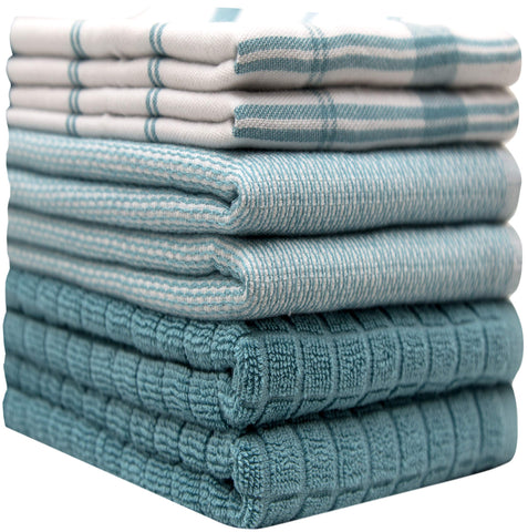Premium Tea Towels (20”x 28”/ 50 x 70 cm, 6 Pack) – Large Cotton Kitchen Tea Towel – Flat & Terry Towel