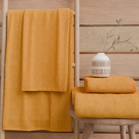 PETTI Artigiani Italiani - 100% Cotton Terry Bath Towels, 1+1 Towel Set, 2 Pieces 1 Face Towel and 1 Hand Towel, Orange Towels
