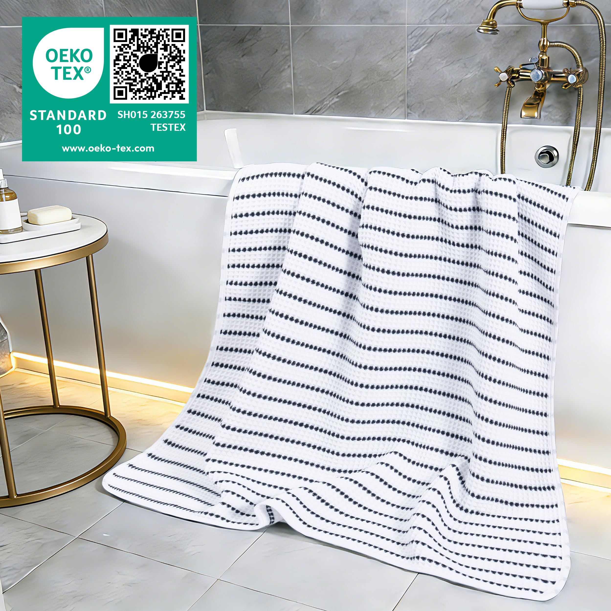 POLYTE 430 GSM Microfibre Quick Dry Waffle Bath Towel, 76.2x152.4 cm