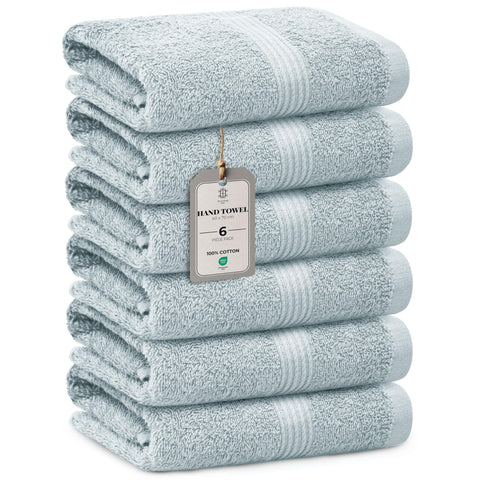 HomeBurg Luxe 6-Piece Towel Set – Soft & Absorbent Cotton, Quick-Drying, Easy Care, 40 x 70 cm, Ice Blue