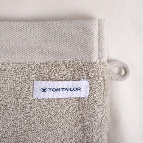 Herding Tom Tailor Wash Mitts Set of 6 16 x 21 cm 100% Cotton Terry Cloth with Hanger and Label with Logo, Colour Bath Towel Beige (Sunny Sand)