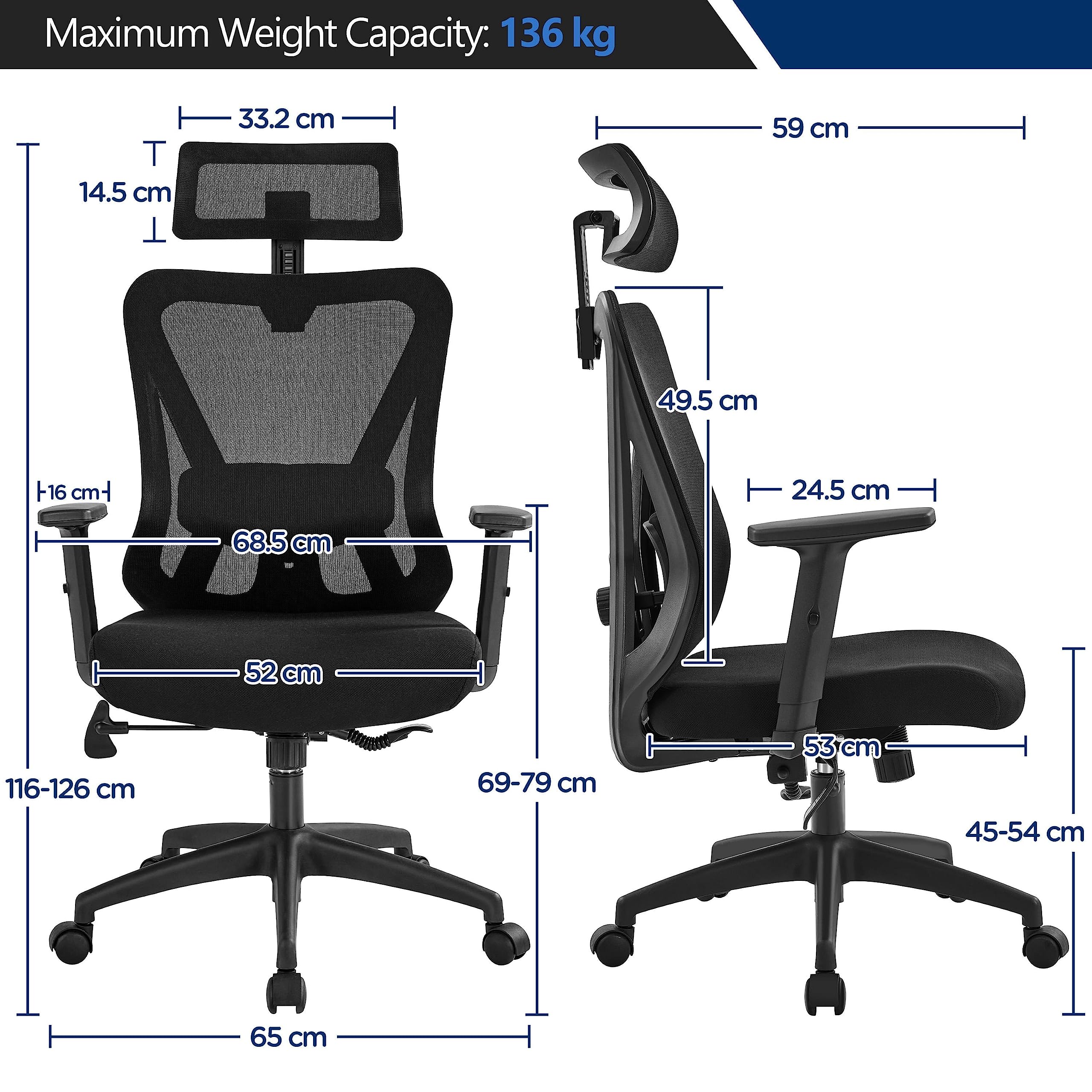 Yaheetech Ergonomic Desk Chair with Adjustable Lumbar Support Black
