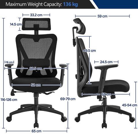 Yaheetech Ergonomic Desk Chair with Adjustable Lumbar Support Black
