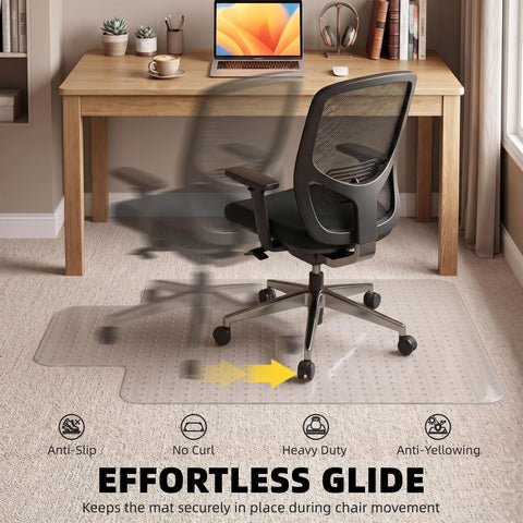 FRUITEAM 76x120 cm Office Chair Mat for Low Pile Carpet Protector with Lip