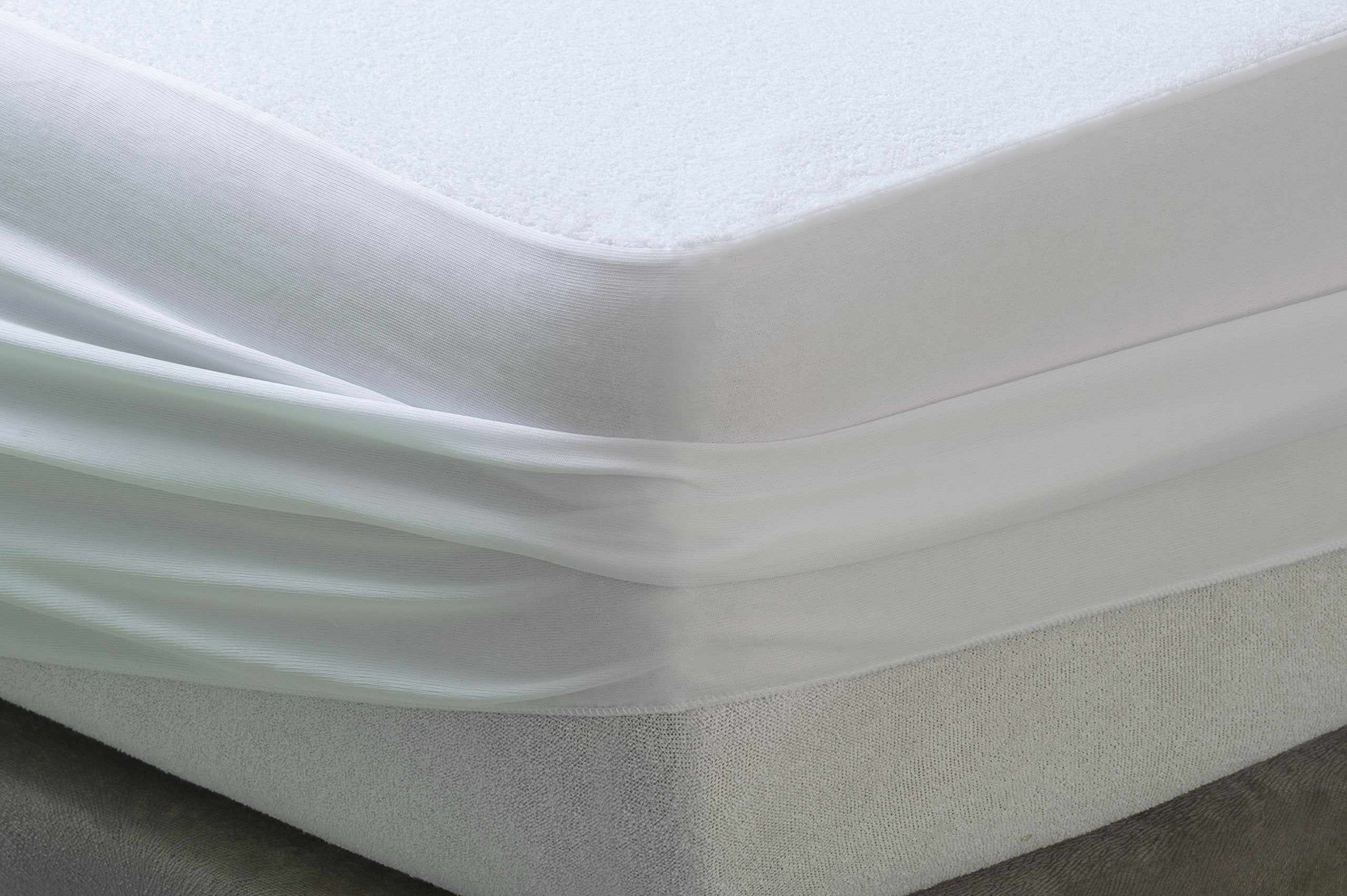 Savel - Mattress Cover (90x190/200 cm) Single Size | Bamboo Bed Cover | Waterproof Mattress Protector - White