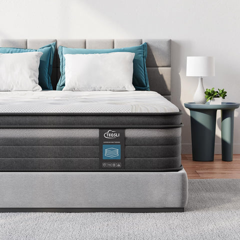 TeQsli Individually Pocket Sprung King Mattress 5FT with Soft Fabric, 10 Inch Hybrid Mattress King for Pressure & Back Pain Relief