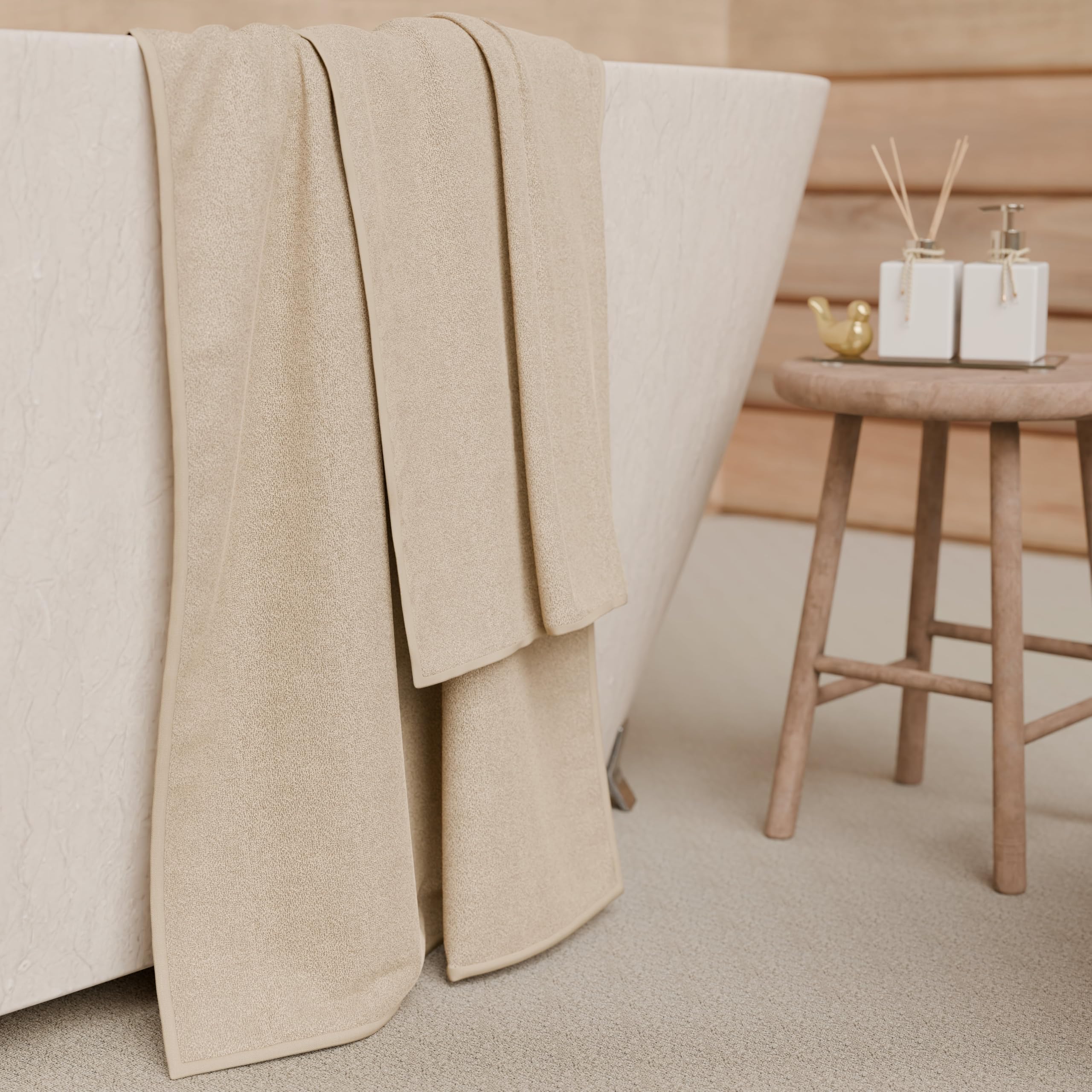 PETTI Artigiani Italiani - 100% Cotton Terry Bath Towels, 2+2 Towel Set, 4 Pieces 2 Face Towels and 2 Hand Towels, Beige Towels