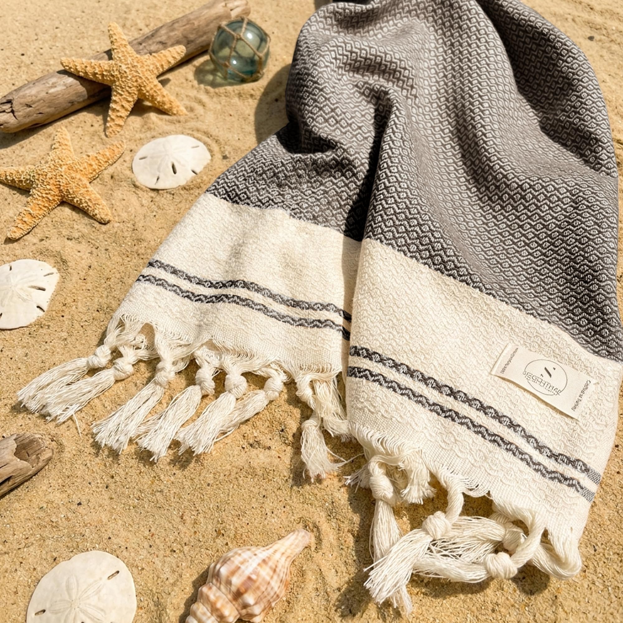 SIEGENTHAL® Hammam Towel - Lightweight Beach Towel & Sauna Towel Made of Recycled Cotton - Quick Drying, Large & Soft - 90 cm x 200 cm