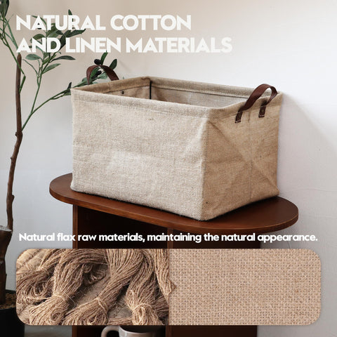 Sea Team Square Jute Structured Storage Basket with Frame Support