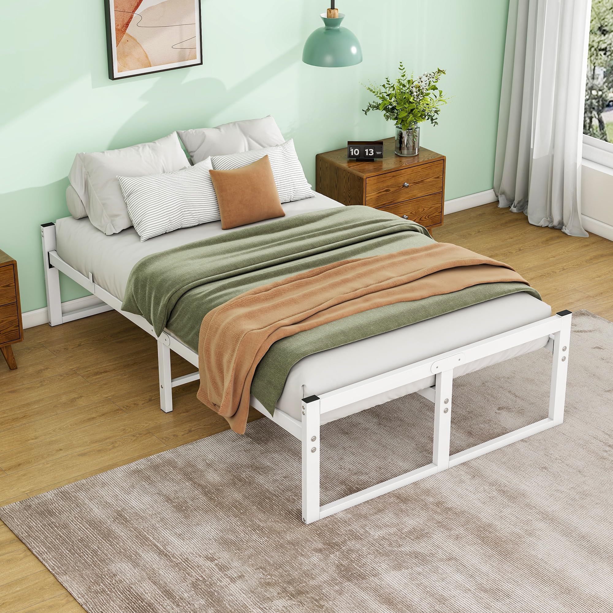 VECOCHO Bed 120 x 200 cm, Double Bed Frame with Metal Slatted Base, 32 cm High Storage Space, Black