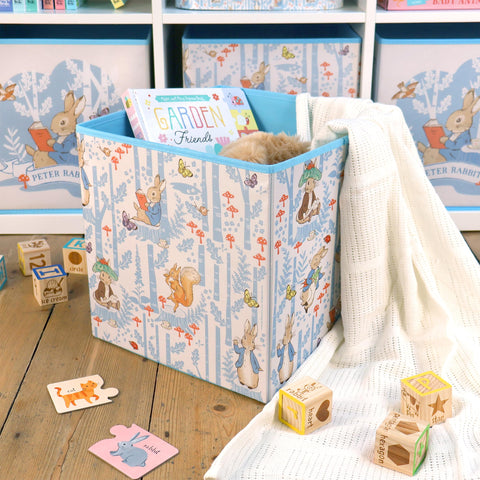Robert Frederick Peter Rabbit Fabric Storage Cubes – Pack of Two, Large, Blue & White