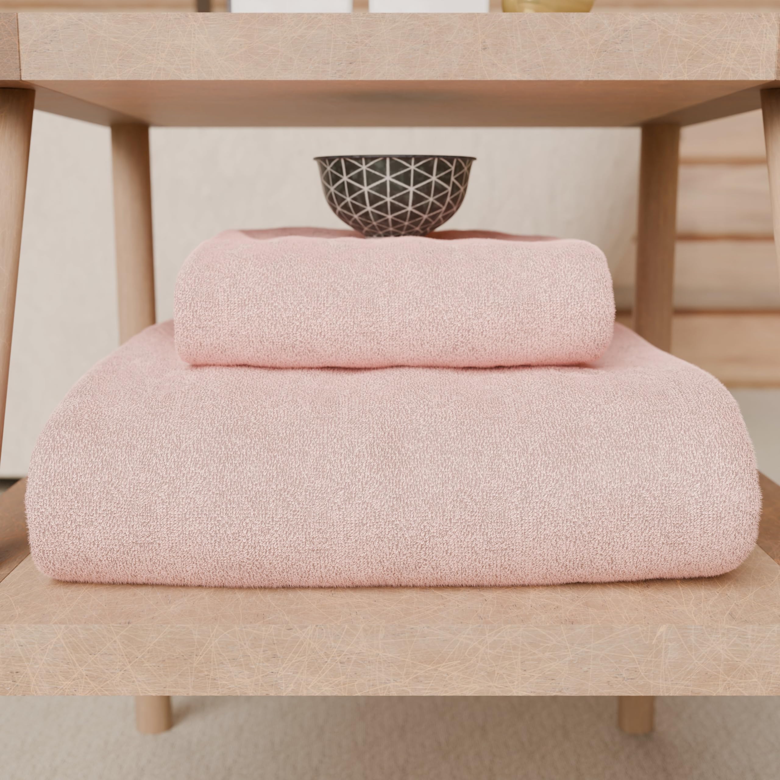 PETTI Artigiani Italiani - 100% Cotton Terry Bath Towels, 1+1 Towel Set, 2 Pieces 1 Face Towel and 1 Hand Towel, Pink Towels