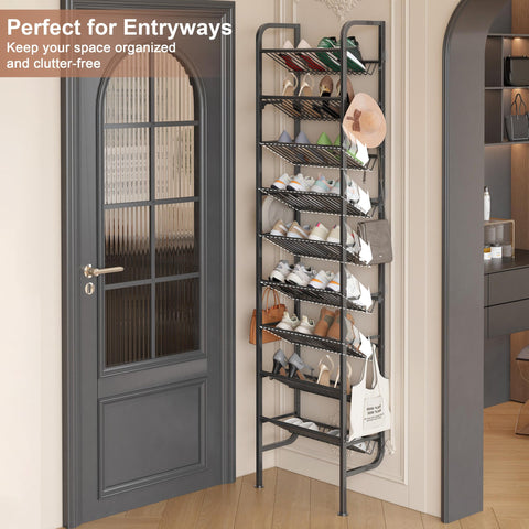 Ornestia Wall Mounted Shoe Rack,Metal Shoe Storage for Over Door,Black