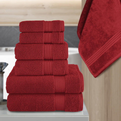 Elegant Comfort Premium Cotton 6-Piece Towel Set, Includes 2 Washcloths, 2 Hand Towels and 2 Bath Towels, 100% Turkish Cotton