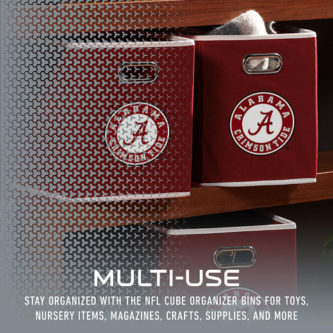 Franklin Sports NCAA Alabama Crimson Tide Collapsible Storage Bin - Made to Fit Storage Bin Shelf Organizers - 10.5" x 10.5"
